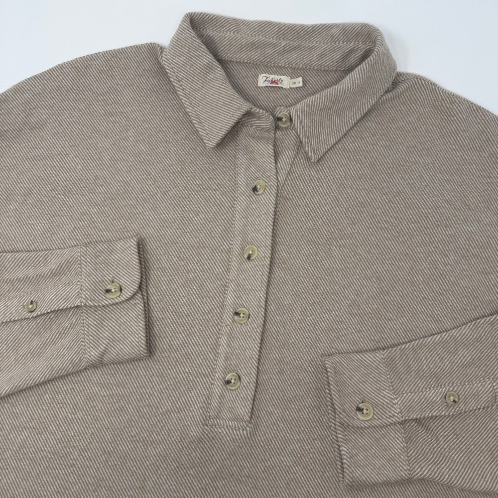 Faherty Legend Montana Pullover Sweater Top Henley Popover Brown Tan Striped XXL